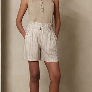 Banana Republic High Waist Tan and linen blend Cream Shorts